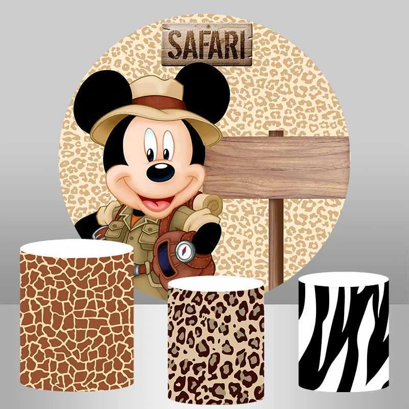 SAFARI MICKEY MOST MOUSE ROZHODNOSTI PRE BABILD SPORIL DETS KIDE 1. narodeniny Štúdio Kruh kruhu pozadie valca sokla