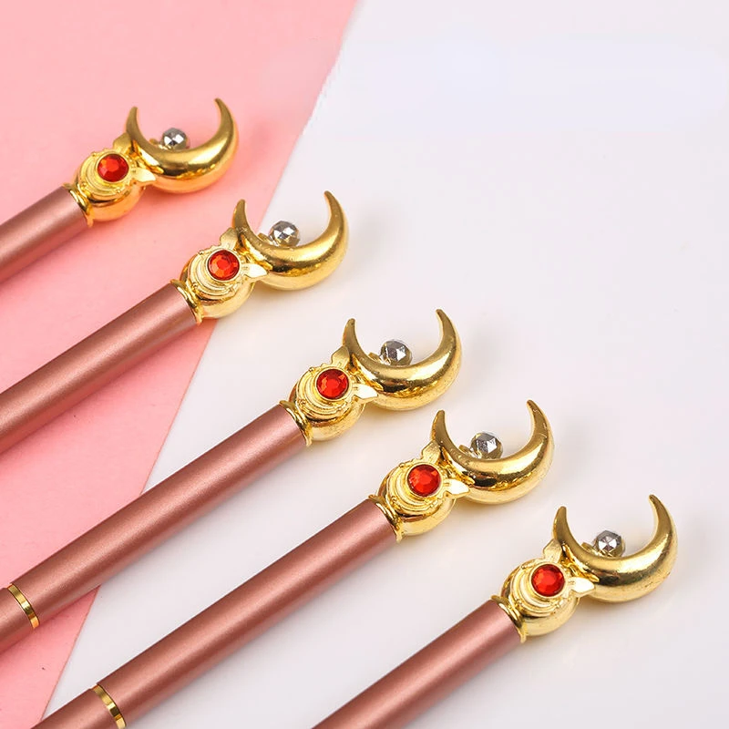 Sailor Moon Anime Kawaii Periférny mesačný kovový pero Japonské dievča Srdce Mesiac Magic Wand Ballpoint Pen Učenie sa