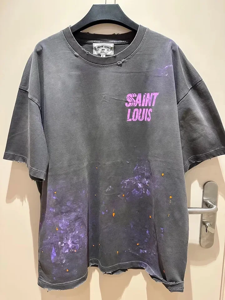 Saint Louis O-Neck Splash-Mink T tričká pre mužov letná bavlna Príležitostná móda s krátkym rukávom