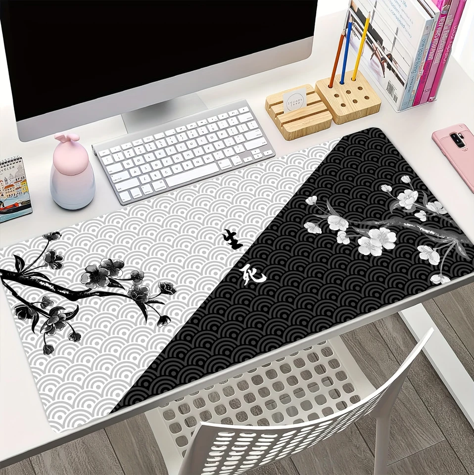 Sakura Mouse Pad Gamer Gamer MousePad XXXL Veľká gumová klávesnica Nový počítač Office Desk Rýchlosť hazardná hra pre dlhé stolové rohože 900x400 mm