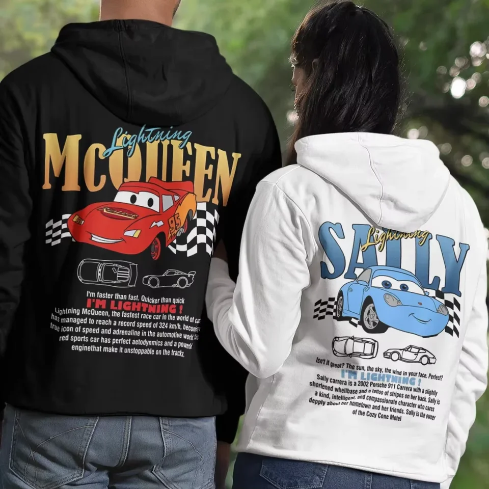 Sally Ich bleskové autá McQueen Hoodie for Men Dámske mikiny módne grafické vreckové mikiny s dlhým rukávom košele