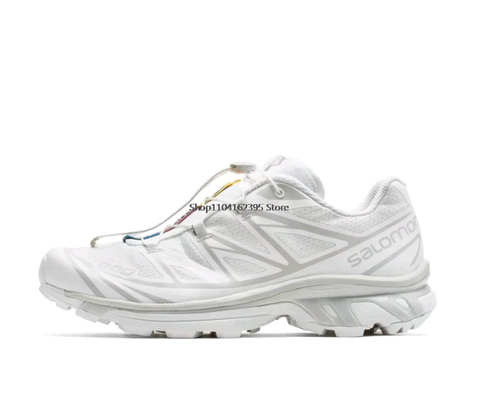 Salomon XT-6 Outdoor Sports Mesh Tkanina Syntetická koža s nízkym vystrihnutím mužských a dámskych bežeckých topánok biela