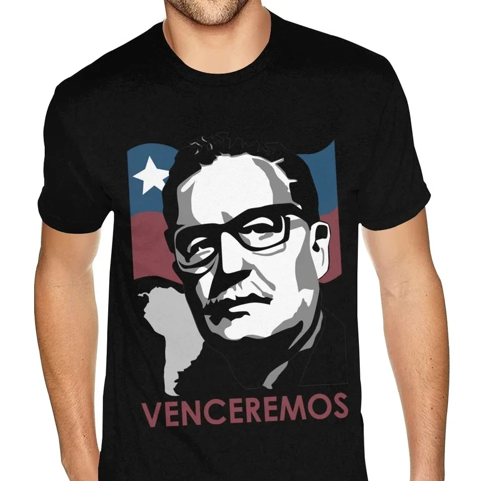 Salvador Allende Venceremos bavlnené tričko s nadmerne vytlačeným mužom tlačenými vrcholmi tričko pre mužov bavlnené tričká jedinečné prevládajúce