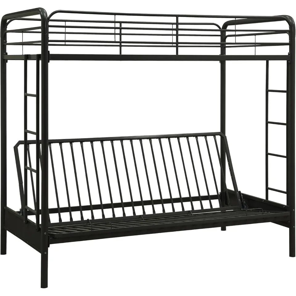 Sammie Twin Over Futon Metal Bunk Bed, čierna
