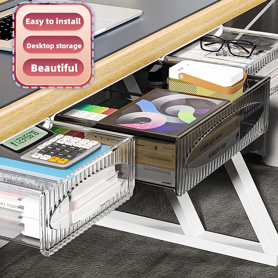 Samolepska zásuvka úložného priestoru pod stôl Organizátor Posuvná zásuvka pre organizátor Office Desk Makeup Storage Box Table Organizátor