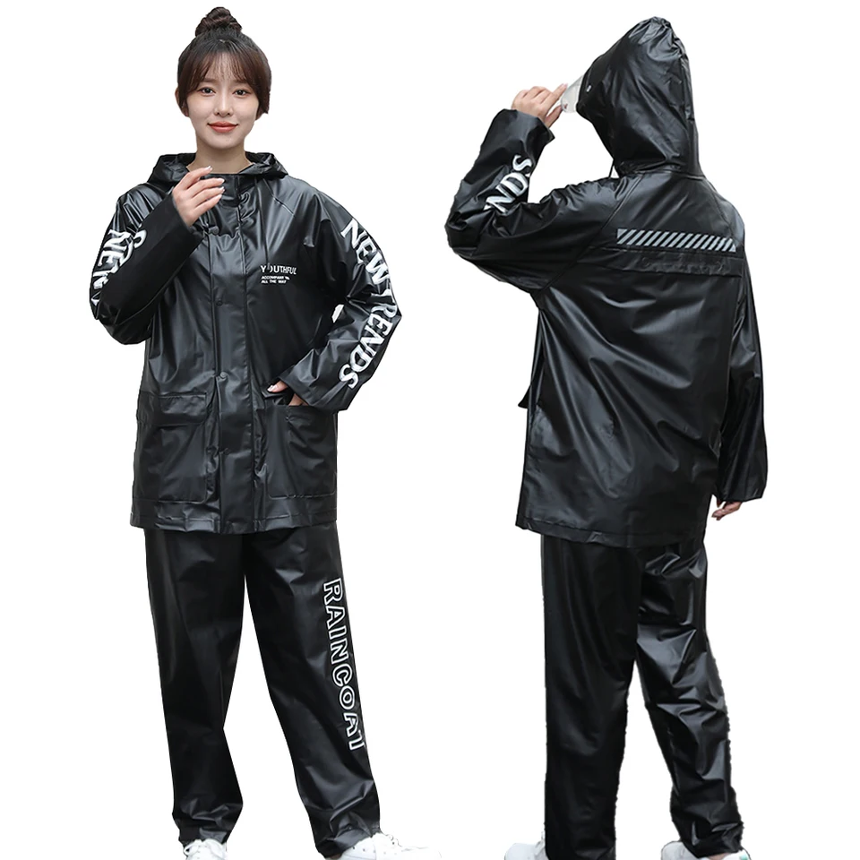 Samostatný dažďový oblek s kapucňou zhora a spodný dažďový prevod vodotesný motocykel Rainwear na rybársku turistickú cestu