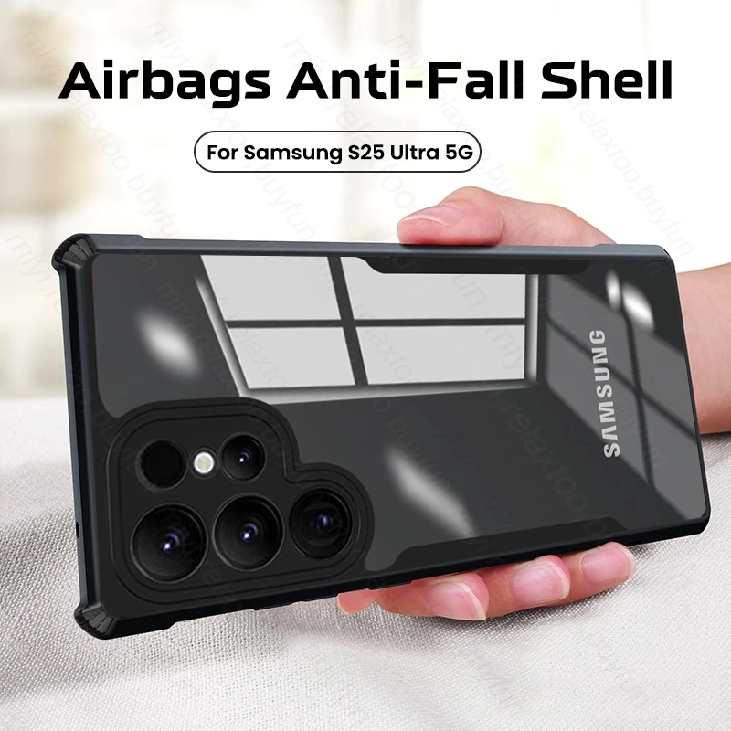 Samsun S25ultra Case Clear Acryl zadný kryt pre Samsung Galaxy S 25 S25 Ultra S25+ 5G TPU Soft Soft Bumper Armored Shockoofusp After Coque Coque