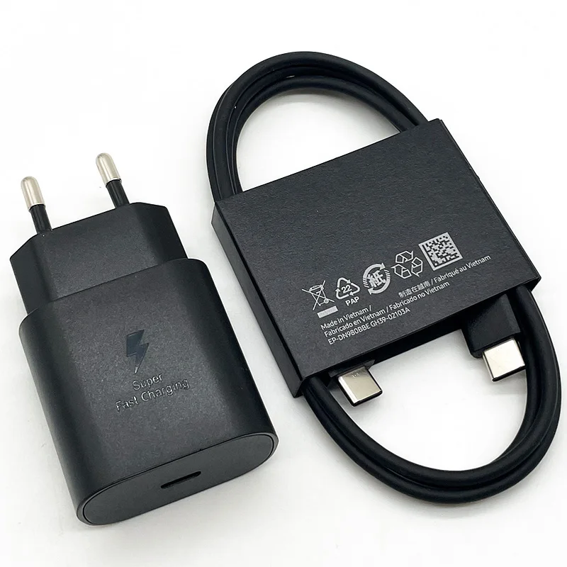 Samsung 25W Quick PD nabíjačka EU Plug Adapter Type-C kábel pre Galaxy Z Fold 6 5 4 Poznámka 20 10 A52 A54 A72 5G pre iPhone15Promax