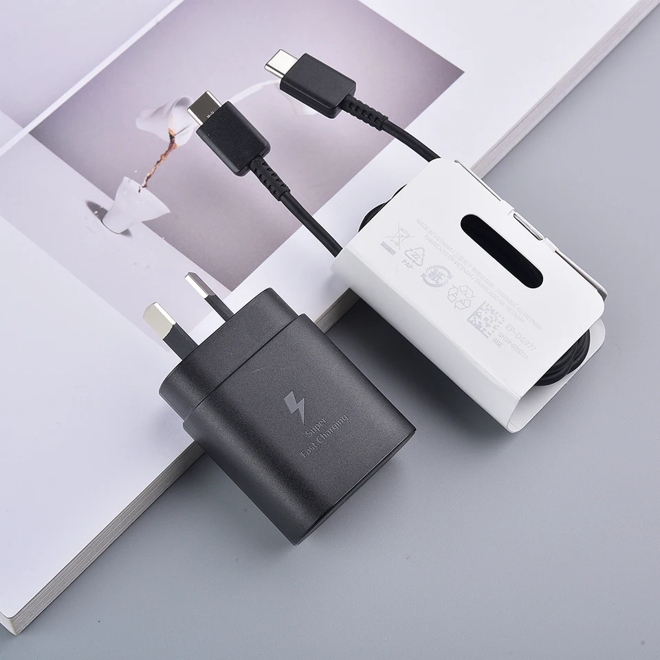Samsung 25W USB Typ C Super rýchla nabíjačka Au PD Wall Power Adapter S24 S23 S22 S21 S20 Fe A54 A55 M55 C55 Z Pohyb 6 5 4 Cargador