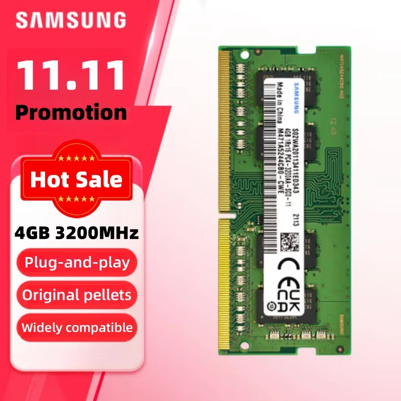 Samsung 4 GB DDR4 SODIMM RAM MODUL 3200MHZ 1RX16 PC4-3200AA 260-PIN SDRAM Pamäť laptopu M471A5244CB0-CWE-OEM Balenie