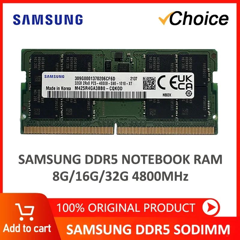 Samsung Notebook DDR5 RAM 8GB 16 GB 32 GB 4800MHz Originál SO DIMM 288PIN pre prenosný počítač Dell Lenovo Asus HP Pamäťová palica