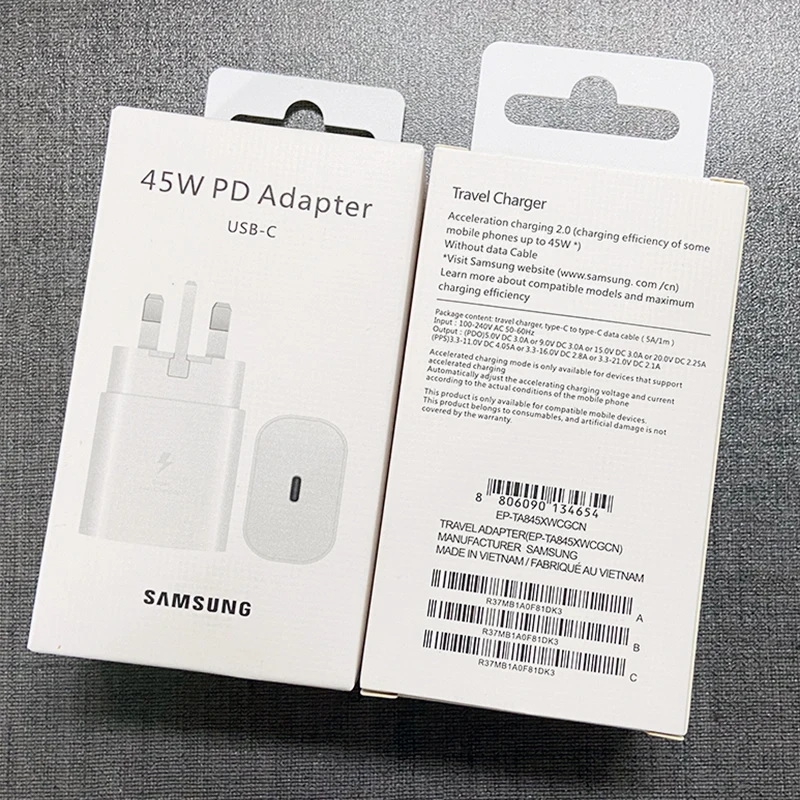 Samsung UK Plug Pd 45W nabíjačka Super rýchle nabíjanie steny Adaptér typu C Kábel pre Galaxy S24 S23 S22 S21 S20 Ultra Note10+ Z Fold6