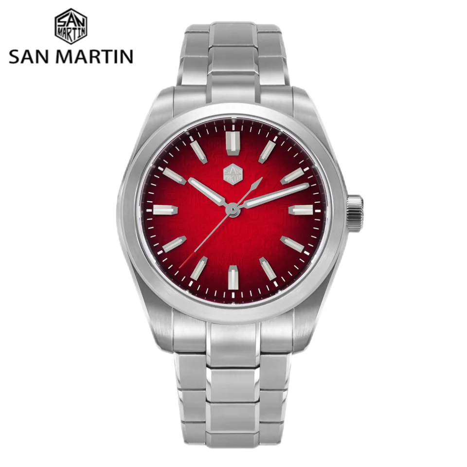 San Martin 39 mm 9039 Men Mechanické hodinky Originálny sklovina Gradient Čínsky charakter Fu vzor vytáčania BGW-X1 SN0144GX-1