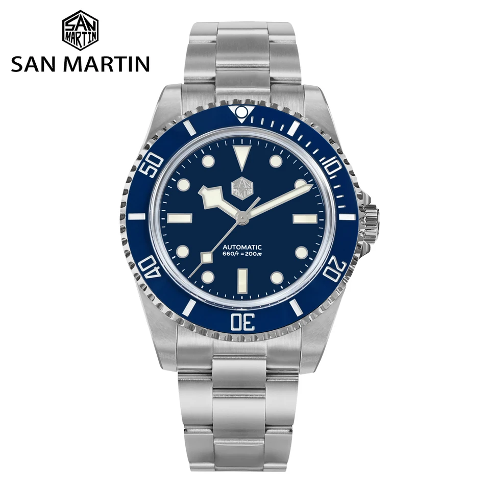 San Martin 40 mm yn55 luxusné hodinky Men Mechanické náramkové hodinky Water Ghost Sapphire Automatic 20Bar Relojes para hombre SN0006B-1