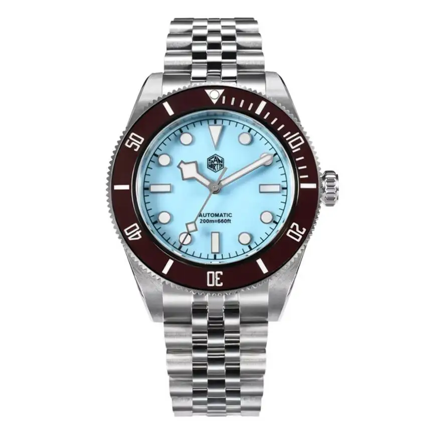 San Martin Men Automatické hodinky 40 mm klasické mechanické náramky 20ATM Vodotesné BGW-X1 Svetel Sapphire NH35 Keramický rám