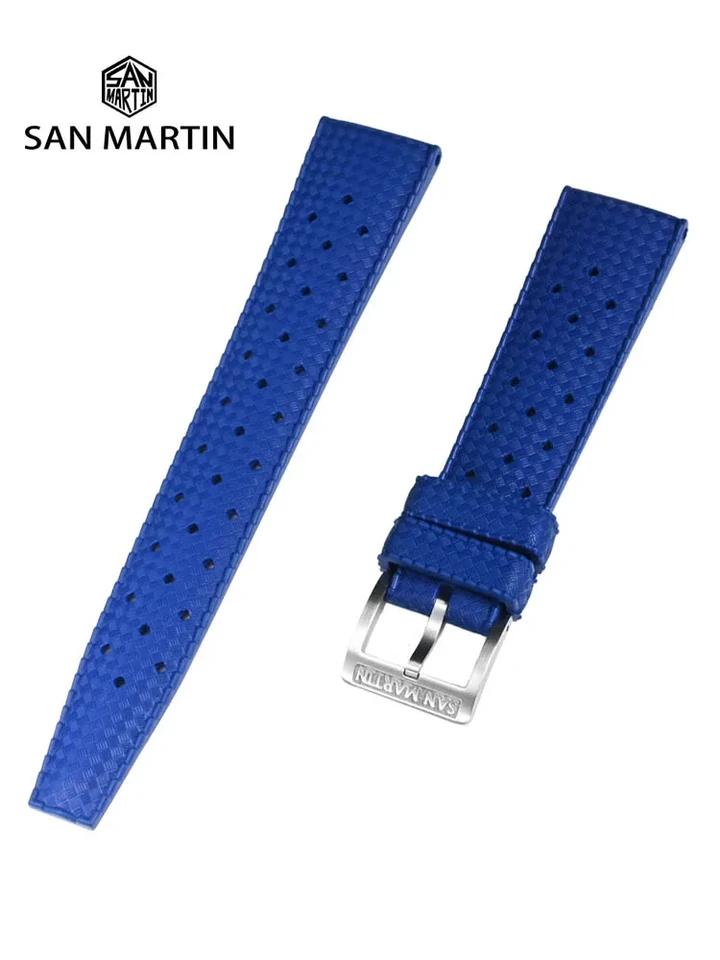 San Martin Vysoko kvalitný 20 mm tropický fluór gumový remienok Univerzálny FKM WatchBand Módne pohodlie 316L oceľová pracka pre SN0118