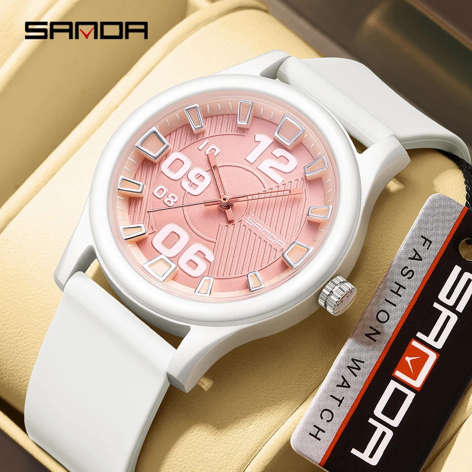SANDA 3252 Populárne študentské Quartz Watch Fashion and Simple Witerprood Silikone Tape Detské Quartz Watch 2024