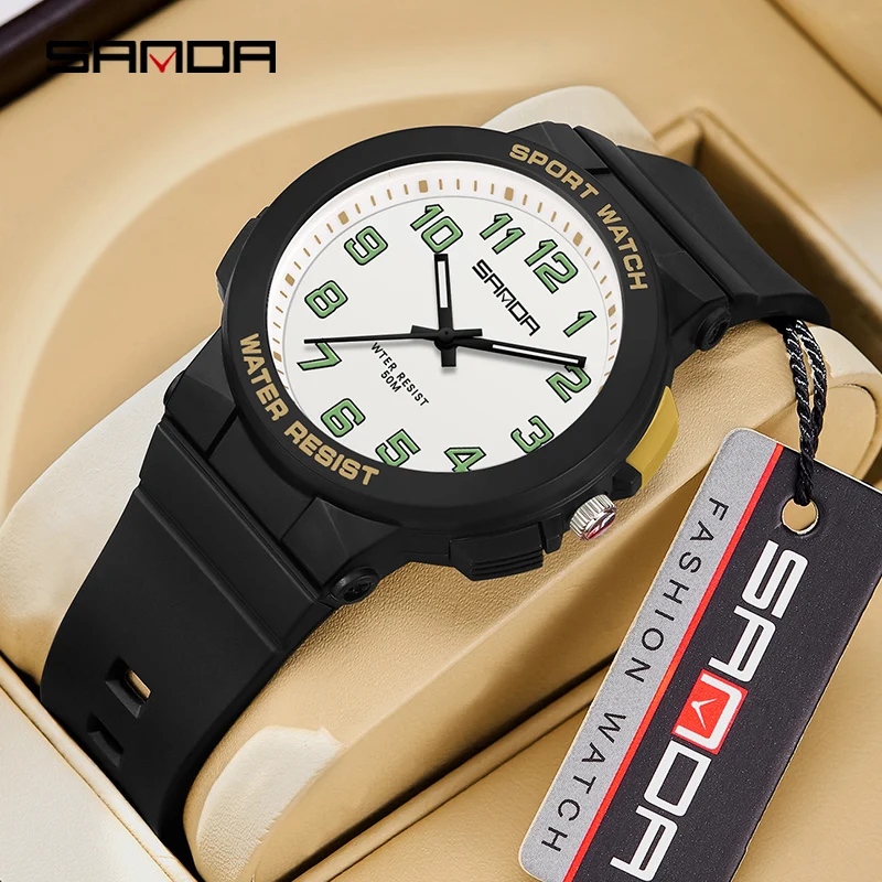Sanda 6123 Trendy Design Soft Student Watch TPU remienok 50 metrov Hĺbka vodotesný kremenný pohyb detí módne športové zápästie Watch
