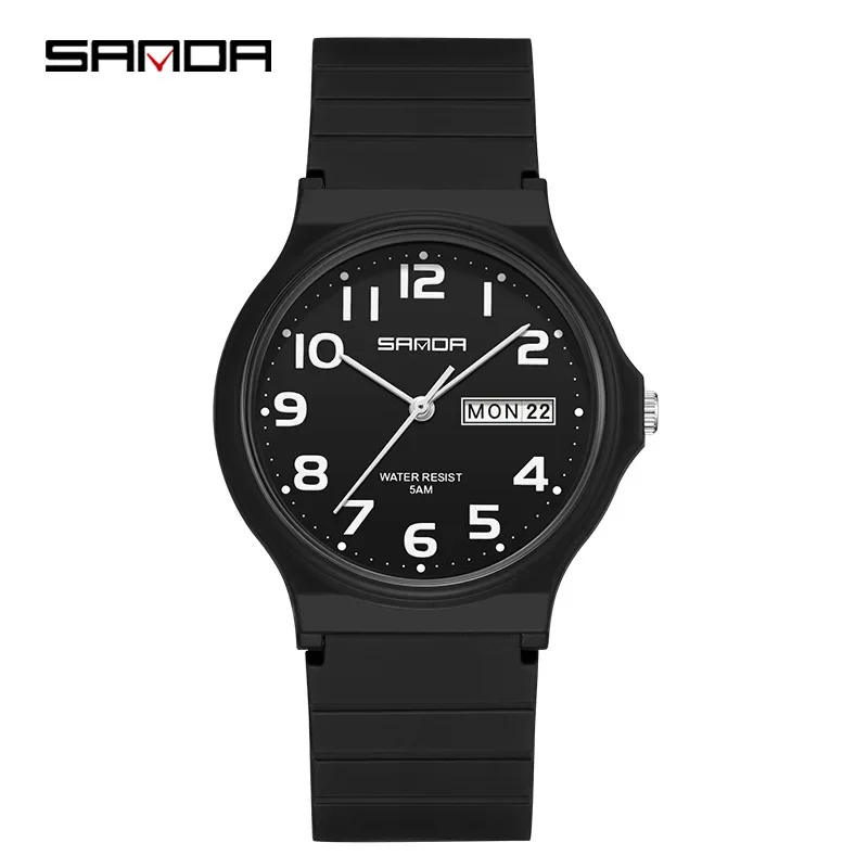 Sanda 9072 Odolný kremeňový pohyb outdoor športové analógové zápästie Hodinky Študenti Hodinky Nový dizajn Soft