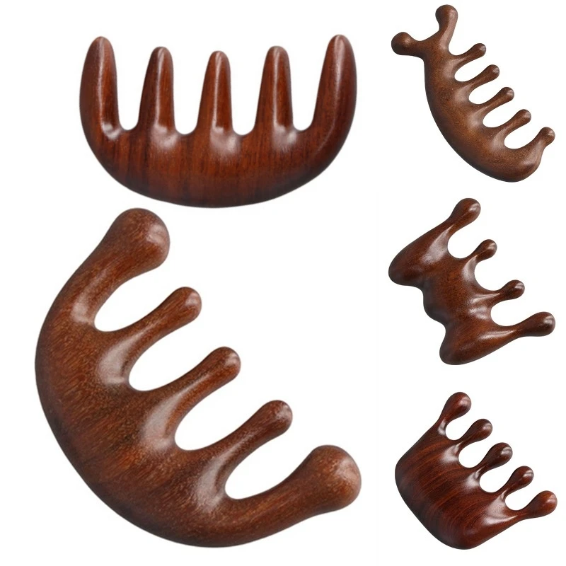 Sandalwood Hair Comp Skalp Relax Acupoint Massager Prenosná drevená rukoväť Hrebeň proti statickému štýlu