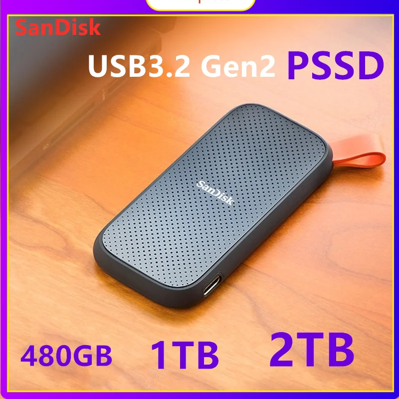 Sandisk Original PSSD 480 GB 1TB 2TB Type-C USB3.2 Prenosný jednotlivý jednotlivý štát E30 Maximálne čítanie až 800 MB/s pre notebooky/počítač