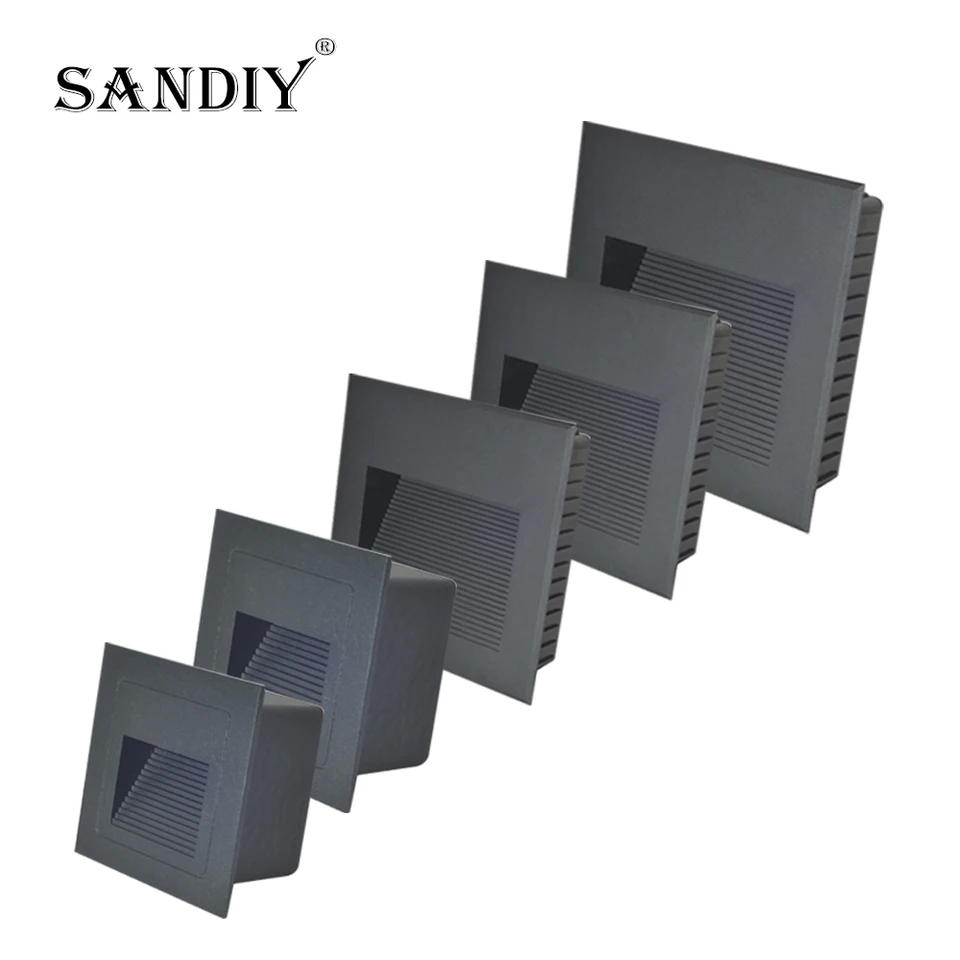 Sandiy zapustená veľká nástenná lampa vonkajšie osvetlenie vodotesné schodisko Step Light 12V 220V Balkónový dvor svietidla 110V terasy