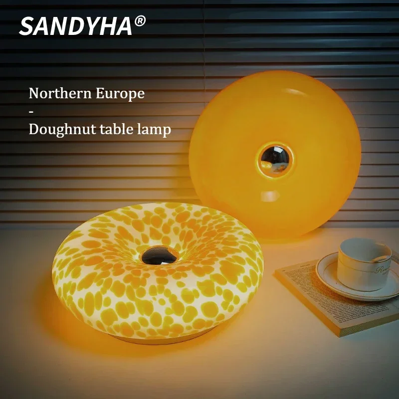 Sandyha Nordic Disked Desk Lamp Glass Glass Spálňa Spálňa Svetlo pre obývaciu izbu dekorácie Domáce študijné svietidlá svietidlá