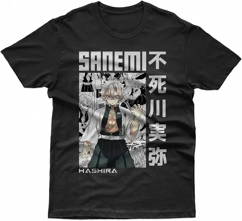 SANEMI Shinazugawa tričko, démonský zabijak Kimetsu no Yaiba tričko, tričko s krátkym rukávom Hashira, tričko s anime, manga košele pre mens -