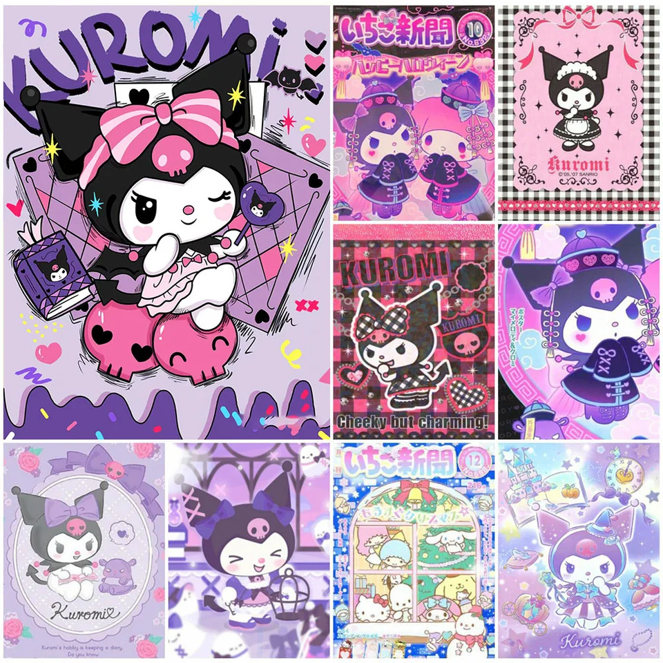 Sanrio 5D DIY Diamond Painting Cartoon Kuromi Full Round Diamond Mosaic Animal Fantasy