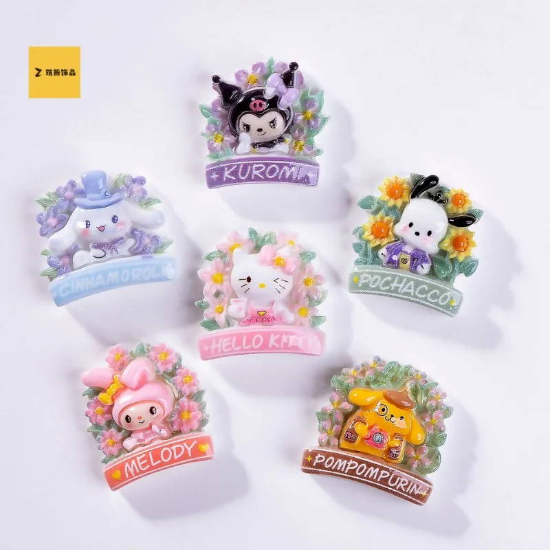 Sanrio Anime Cartoon Cutoen Hello Kitty Kuromi Resin Adsel