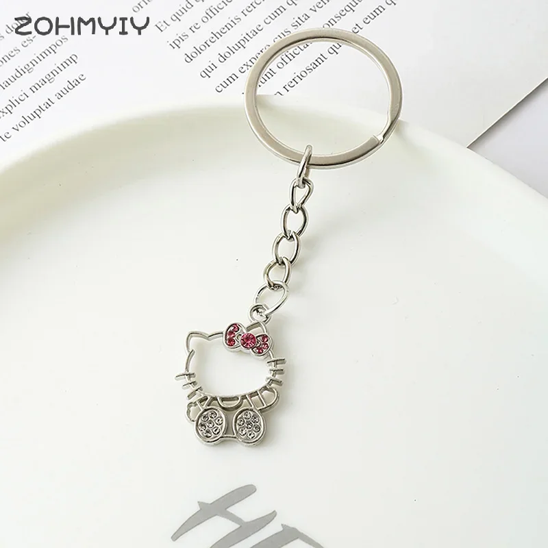 Sanrio Anime Hello Kitty Keychain Cartoon Kantoár dutiny dutiny kov kovový prívesok Keyring kawaii šperky doplnky dievčenské darčeky
