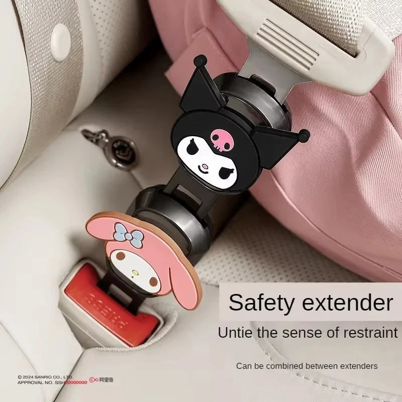 Sanrio autosedačky autosedačky predlžovanie bezpečnostných pásov Cute Cute Hello Kitty Kuromi My Melody Car Bezpečnosť Buunka Cartoon Auto doplnky Darčeky