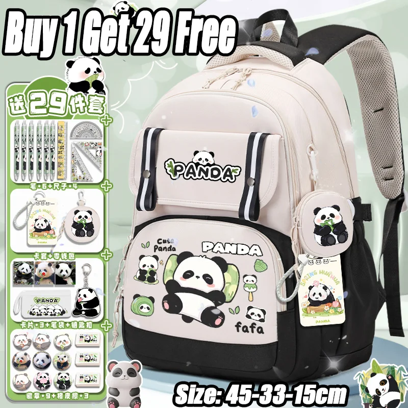 Sanrio batoh 2025 Nový model Karikatúra Panda Detská škola batoh pre deti v stupňoch 3-6, roztomilý batoh pre dospievajúcich návrat