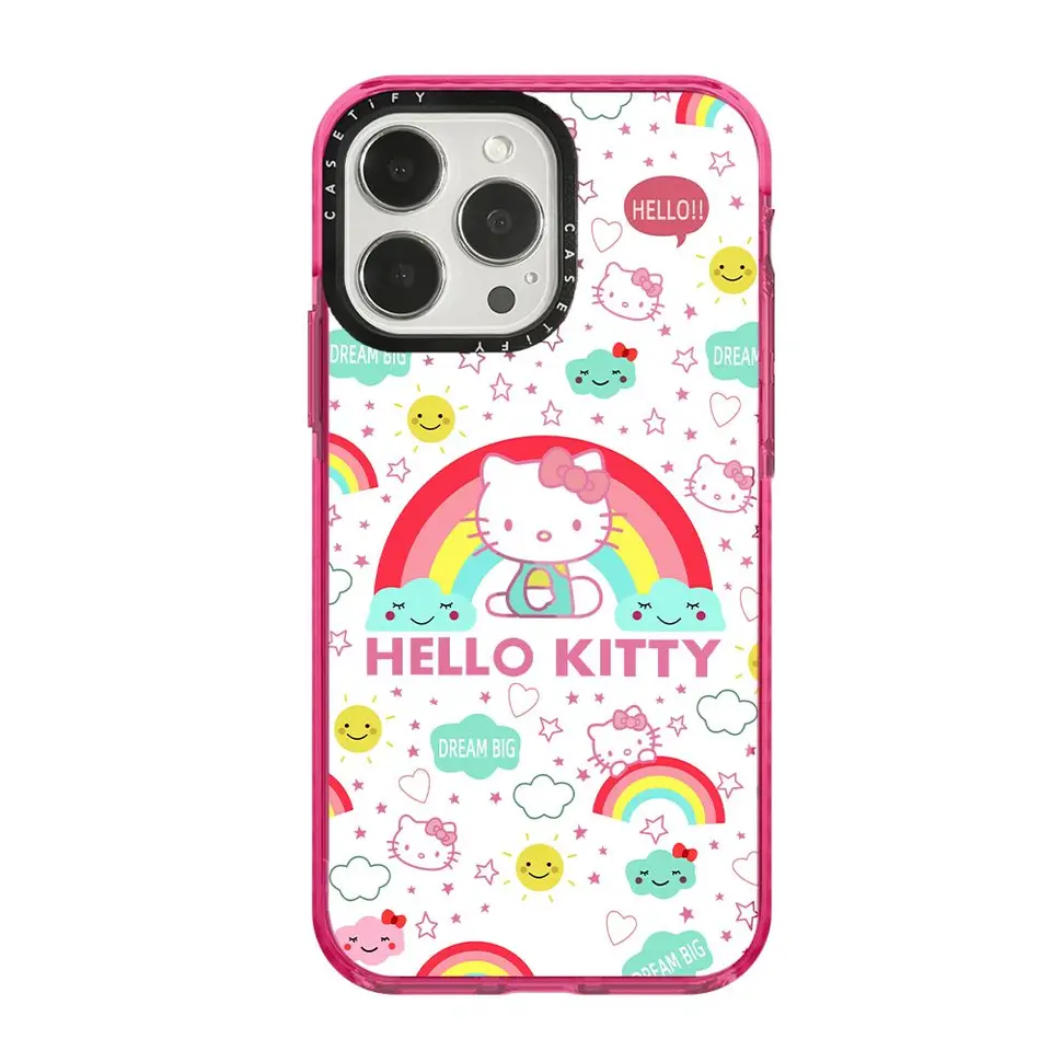 Sanrio Cartoon Rainbow Hello Kitty Case Case Clear All-Inclusive Soft Protection Puzdet pre iPhone 11 12 13 14 15 Pro Max xs xs xr