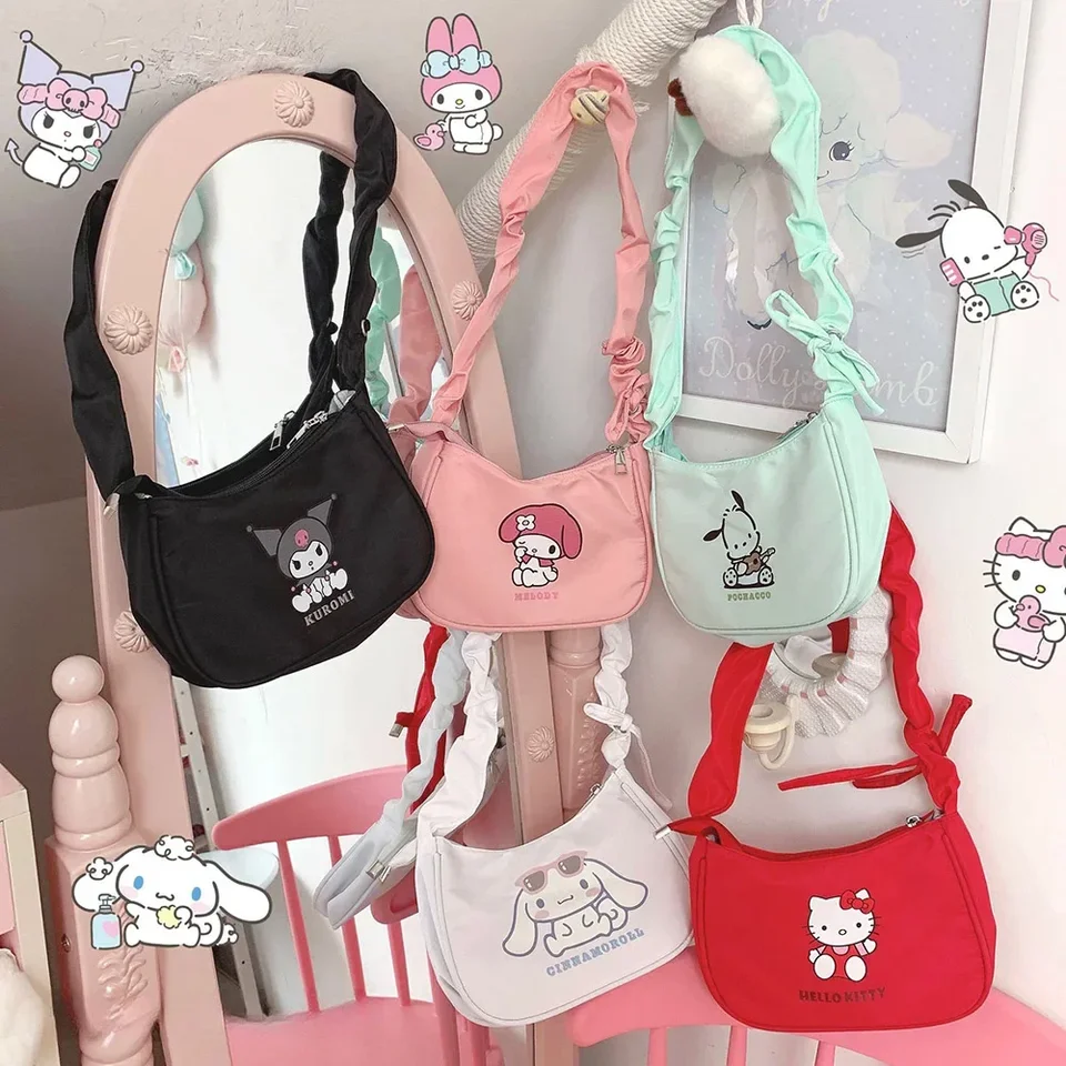 Sanrio Cartoon Under papach Hello Kitty Kuromi Mymelody Ramery Bags Prenosné satchelové módne kabelky dochádzajúce batohy darčeky