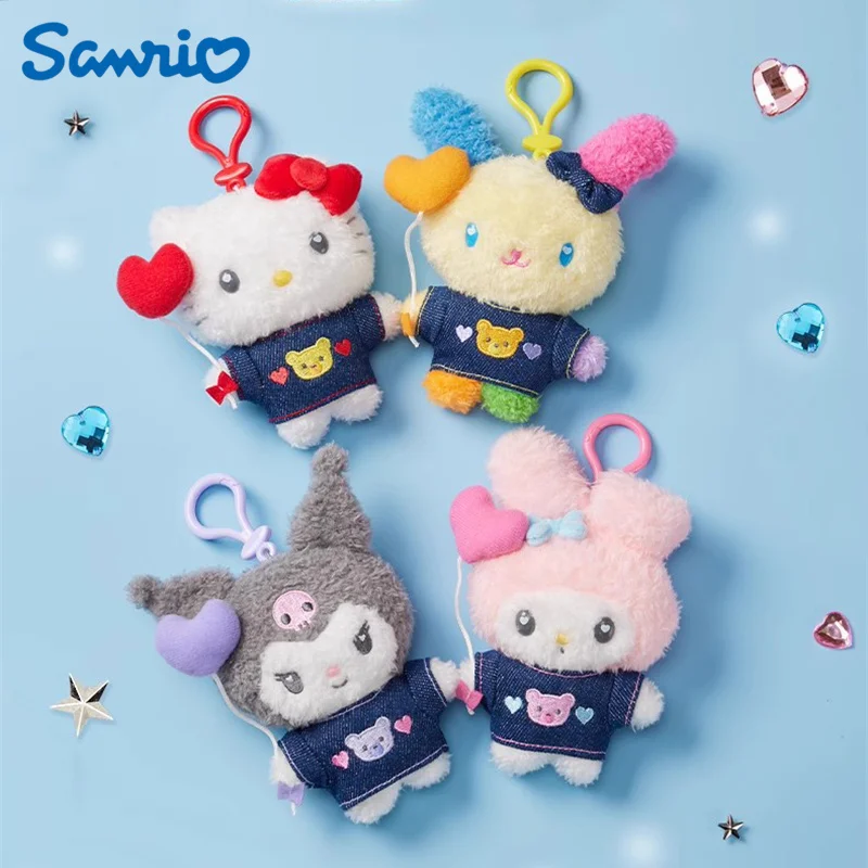 Sanrio Cowboy Series Hello Kitty ‌usahana prívesok Cinnamoroll Kuromi My Melody Pochacco Cuil Cartoon Plush Toy Keychain Gift