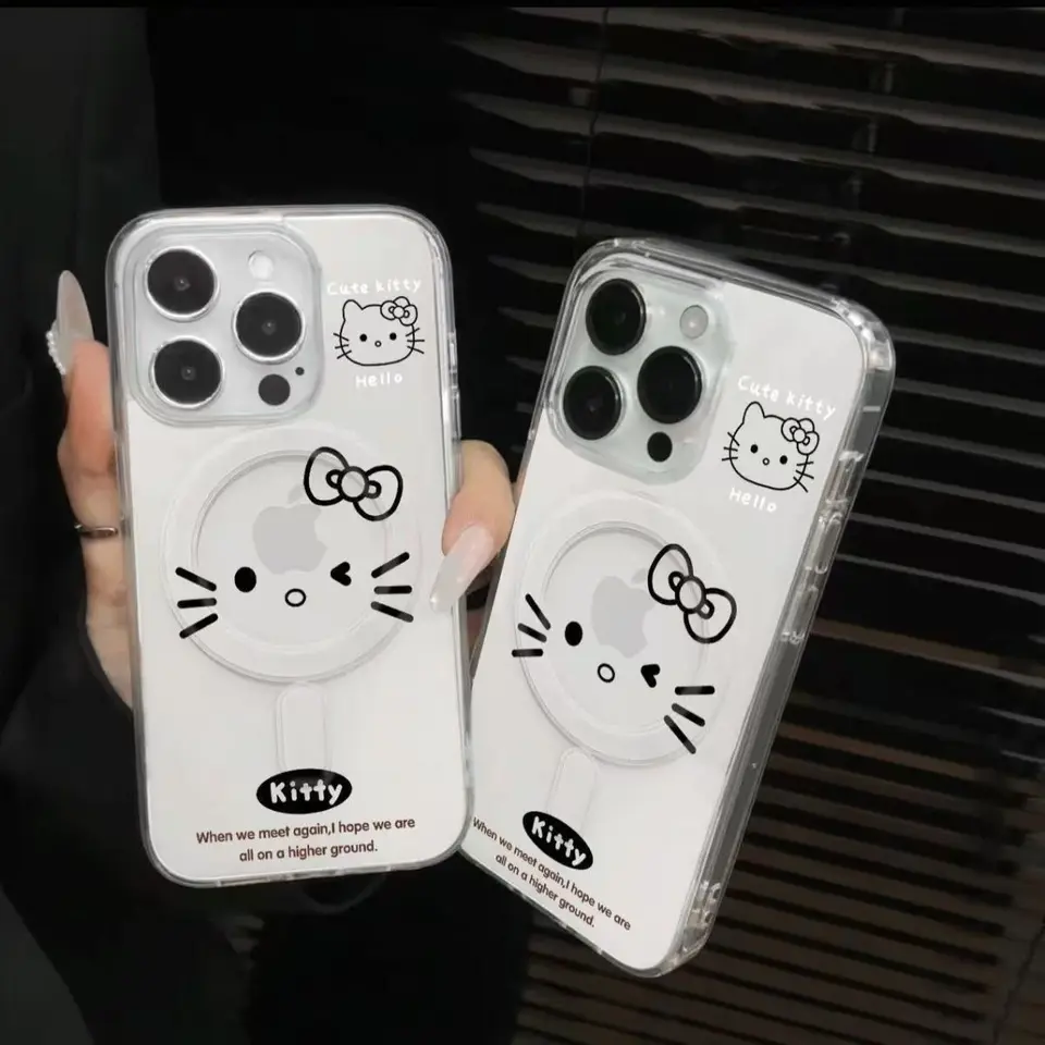 Sanrio Creative Hello Kitty Small Emoji Telefón puzdro pre iPhone 16 14 11Promax 12 13Mini 15 16 16Plus Magnetic Anti Drop Soft Cover