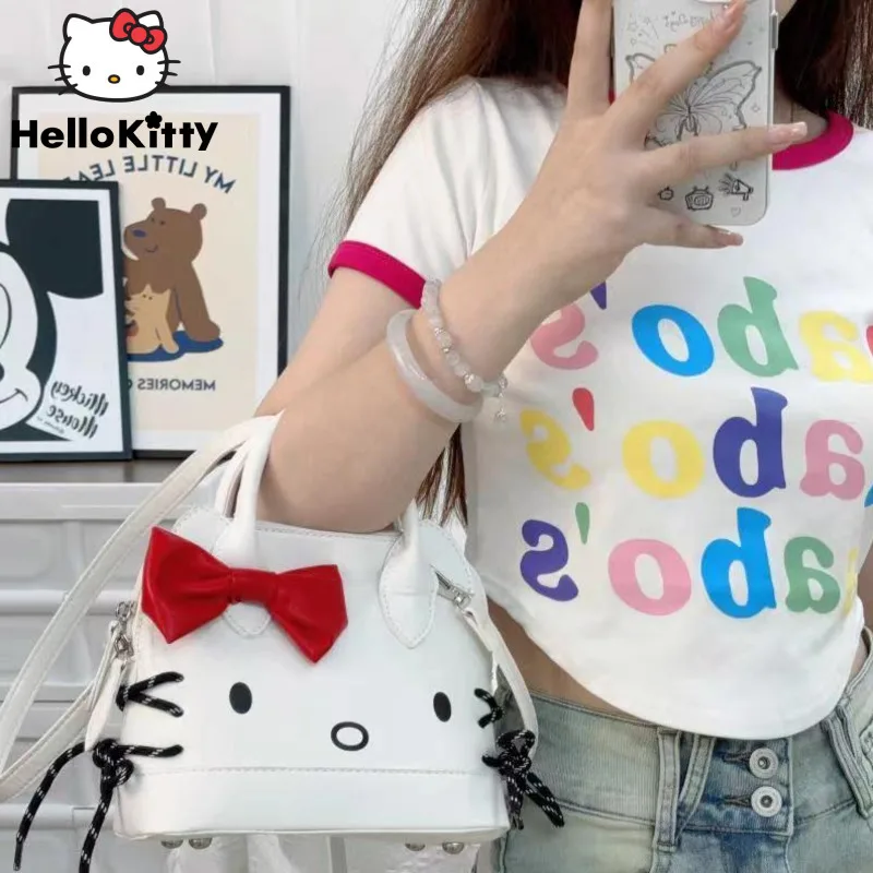 Sanrio Cute Hello Kitty Randheld Shell Bag Unique Design Vestrase Single Ramen Crossbody Bag Japanese Style Fashion Candbag
