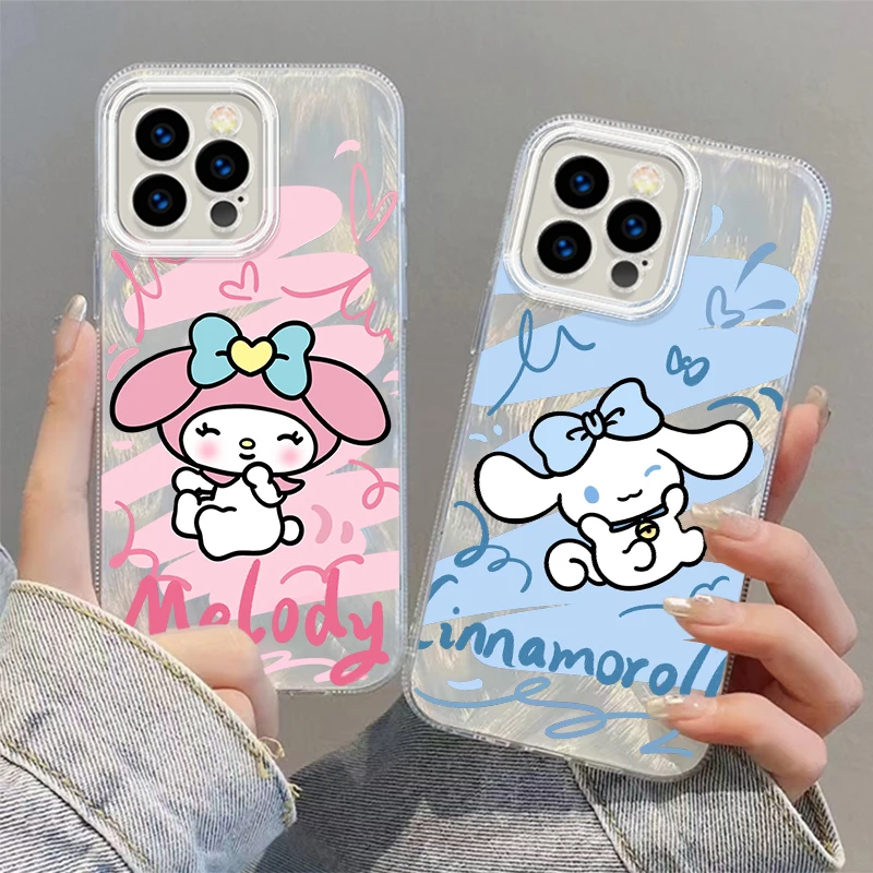 Sanrio Cute Melody Cinnamoroll pre iPhone 15 14 13 12 11 xs x xr 8 7 Pro Max Plus perie, puzdro na silikón