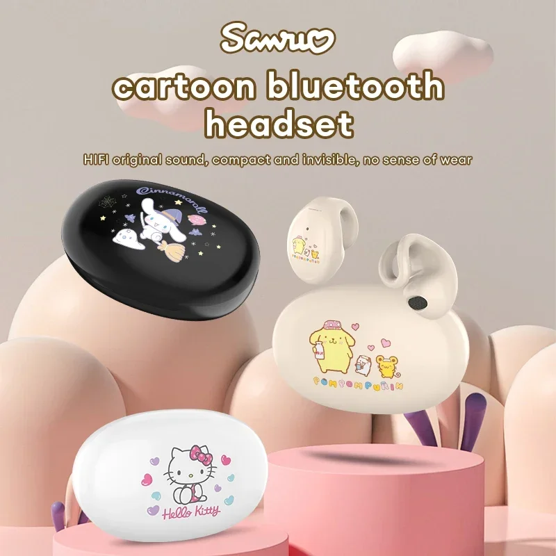 Sanrio Ear Clip Earbuds Bl01 Cute Hello Kitty bezdrôtové slúchadlá Bluetooth 5.3 Heavy Bass Hudobné slúchadlá anime karikatúra