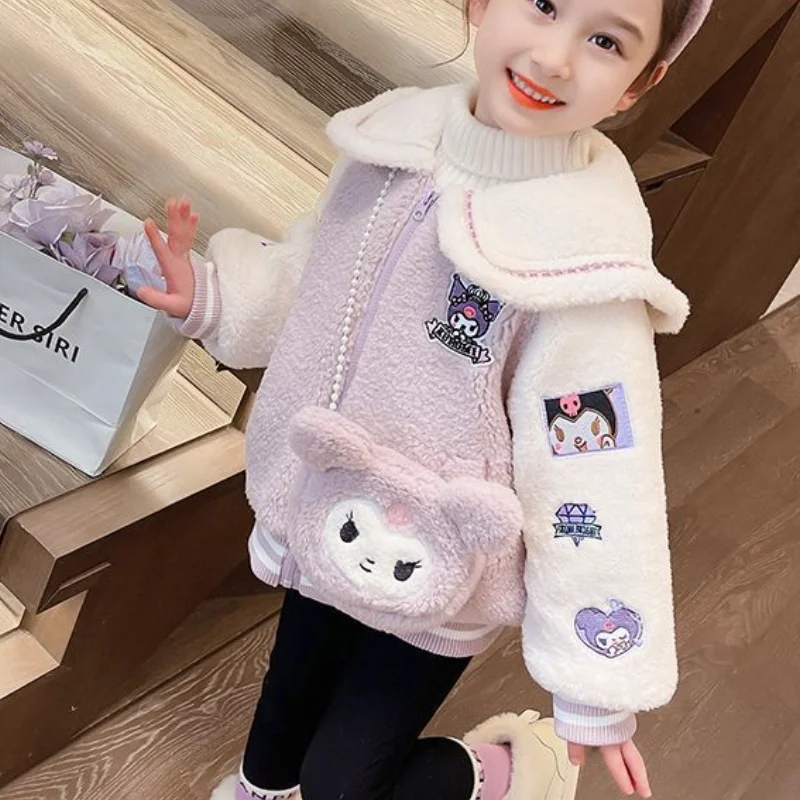 Sanrio Girl Loose Coat Hrubé bavlnené odevy Horúce Kuromi Hello Kitty Kawaii Karika