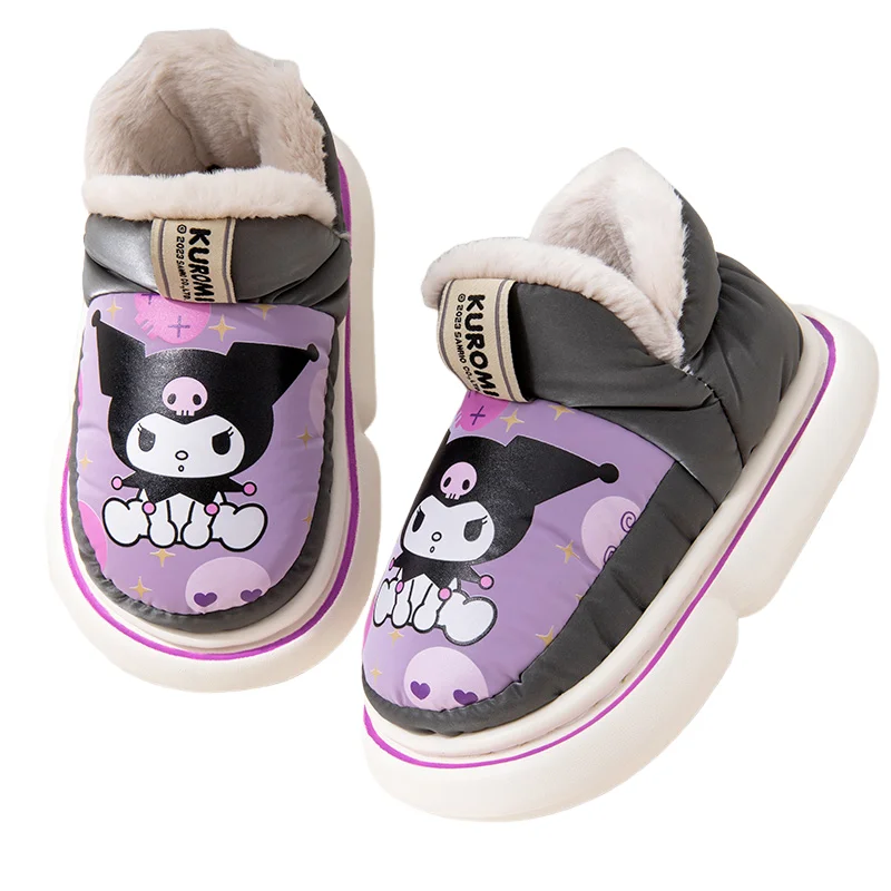 Sanrio Girl Plippers Winter Cartoon Water Proof Zhustaná detská domáca topánka Kuromi My Melody Cinnamoroll Rodič rodičia v interiéri topánky