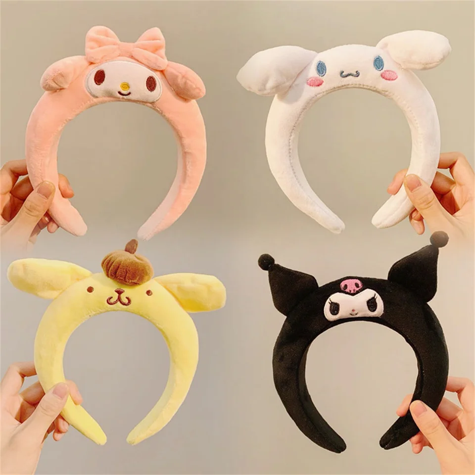 Sanrio Hair Hoop Kawaii Cinnamoroll Kuromi čelenka melódia pompompurín plyšová čela čela Ženy Boutique Kairové doplnky hlavy