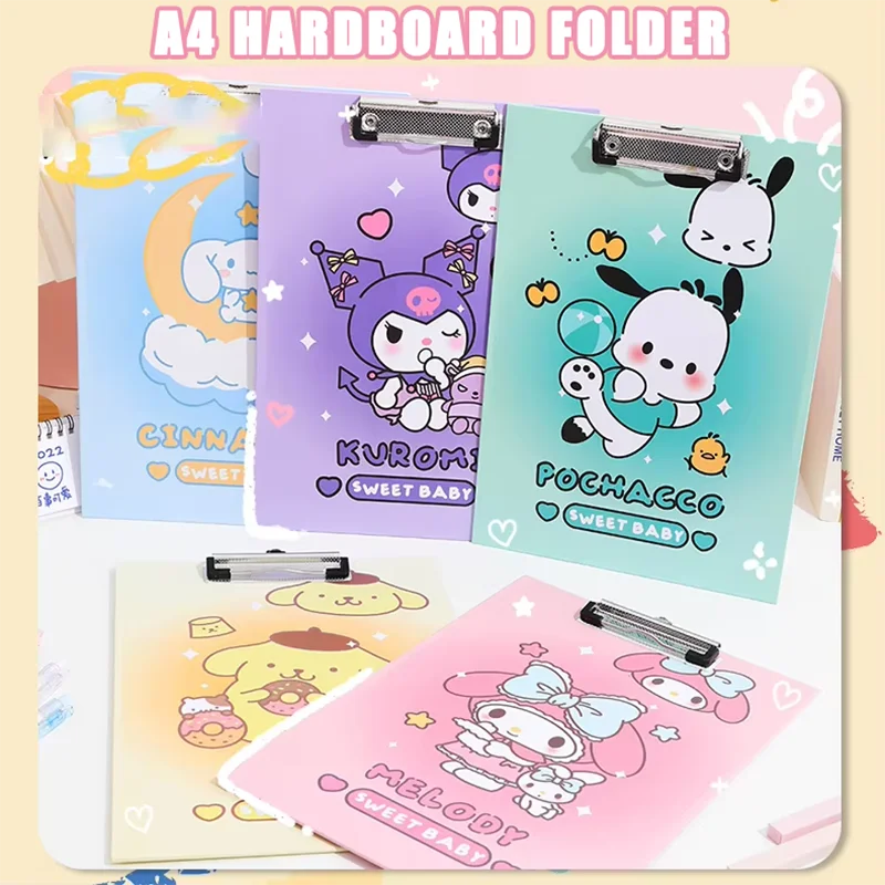 Sanrio Hello Kitty A4 Písanie podložky Klip karikatúra Klip zložky klip Kawaii Cinnamoroll School Office Kancelária Kancelária Dodávateľstvo Hračky