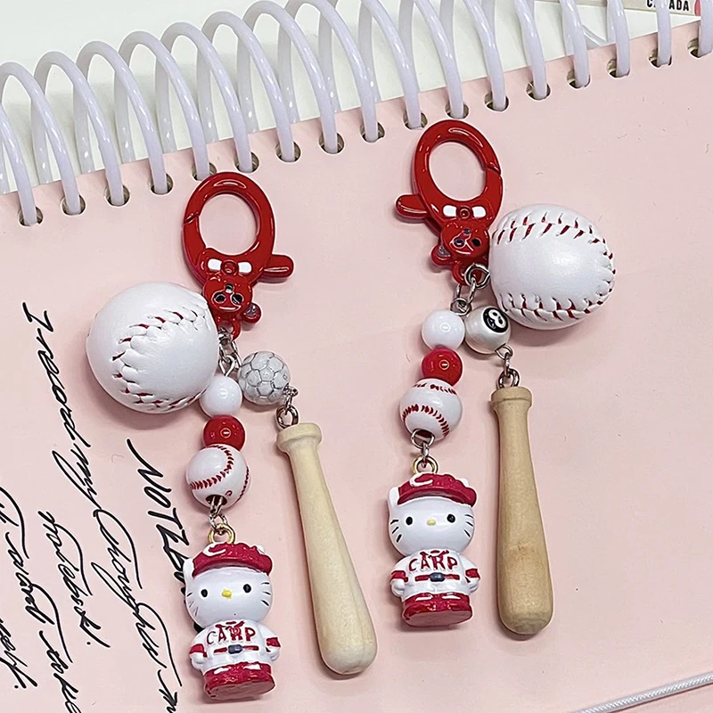 Sanrio Hello Kitty Baseball roztomilý kreatívny periférny kľúče pár batohových dekorácií prívesok pre deti narodeniny darček