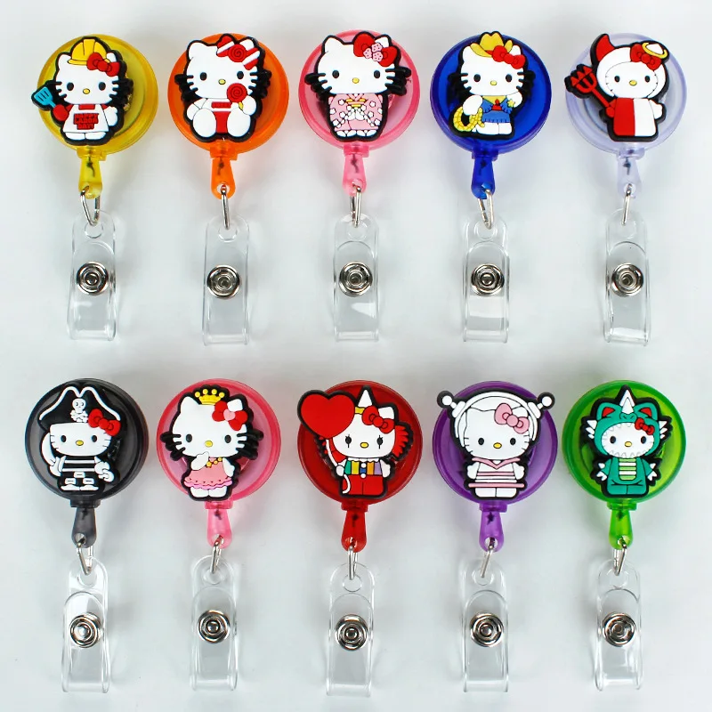 Sanrio Hello Kitty Cartoon for ID Card Držiteľ škálovateľné prepínacie klipy Zamestnanec Karta Doktorka sestra na hrudi karta Študentská karta Držiak karty