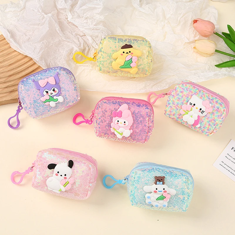 Sanrio Hello Kitty Coin Coin Keychain Kawaii Cinnamoroll Kuromi My Melody Sarfone Bag prenosné kľúče puzdro rúž na rúž