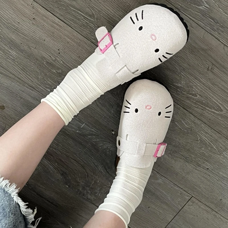 Sanrio Hello Kitty Cute Anime Plippers Summer Female Husté jediné ploché topánky Sladké karikatúry vonkajšie protišmykové papuče dievča darček ty
