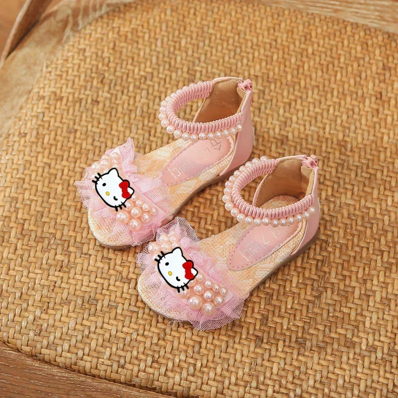 Sanrio Hello Kitty Girls Pearl Sandals Princess topánky deti letné móda roztomilé sandále rímske topánky