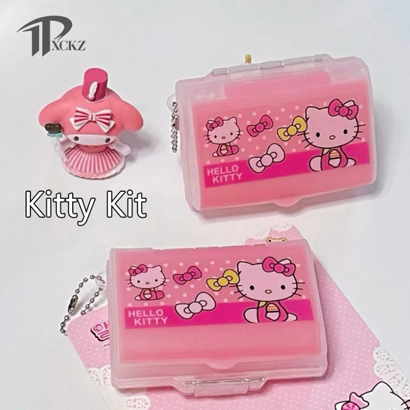 Sanrio Hello Kitty Kawaii Prenosná drogová škatuľka 2 vrstvy skladovací box darček na ukladanie drog na ukladanie liečiv